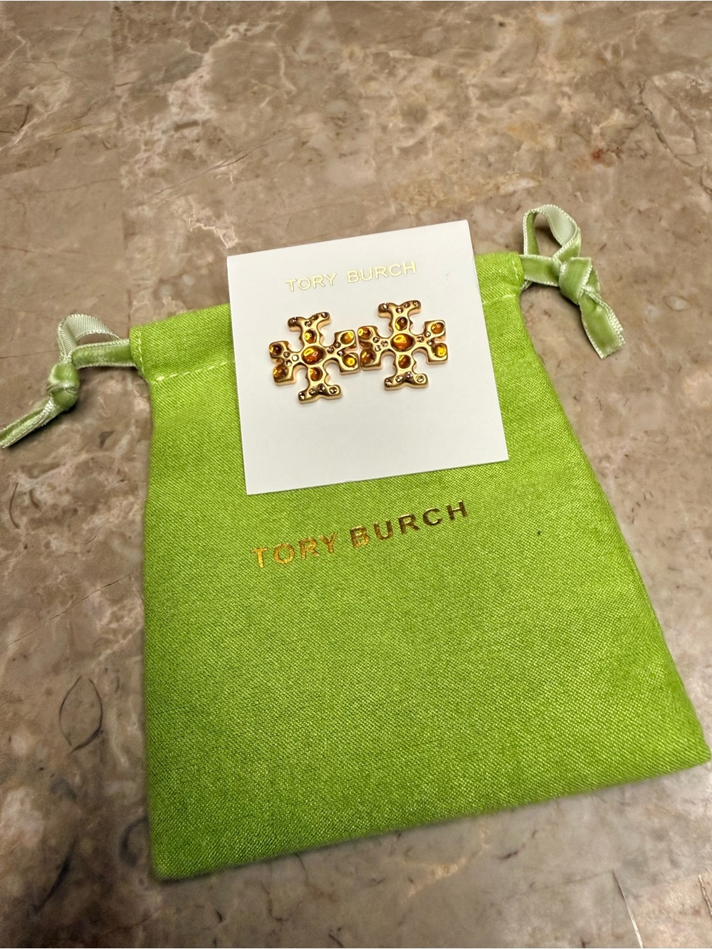 Tory Burch Gold-tone Logo Stud Earrings